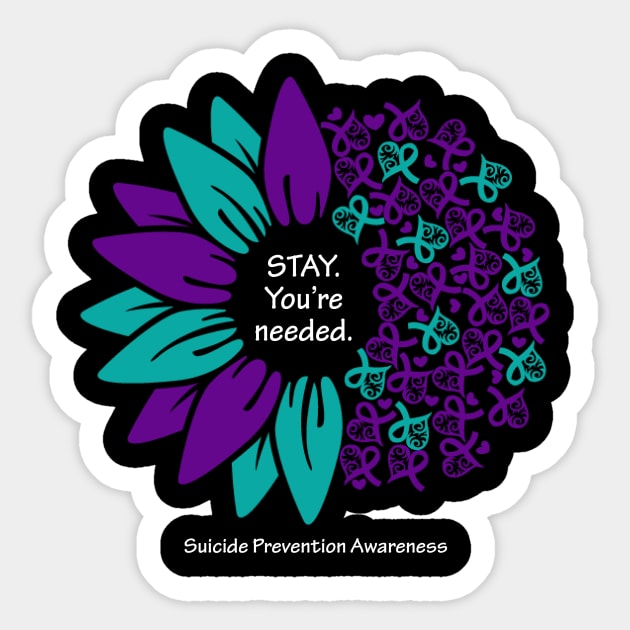 Suicide prevention Stay flower, white type Sticker by Just Winging It Designs